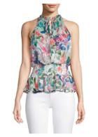 Parker Creed Combo Smocked Silk Halter Top