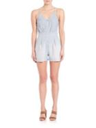 7 For All Mankind Chambray Front Zip Short Romper
