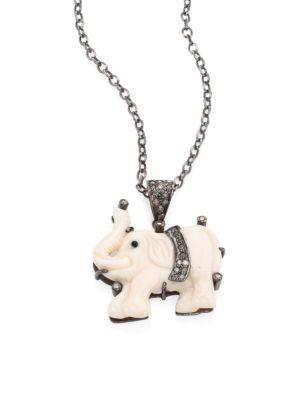 Nina Gilin Diamond & Bone Elephant Pendant Necklace
