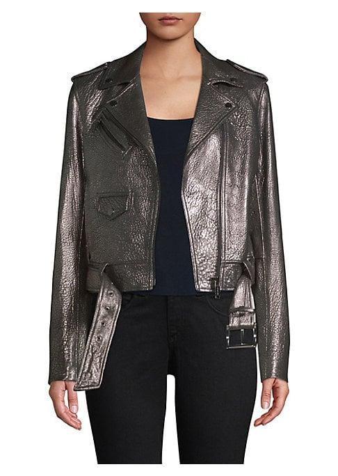 Michael Michael Kors Metallic Leather Moto Jacket
