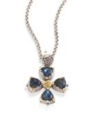 Konstantino Cassiopeia Doublet Spectrolite,18k Yellow Gold & Sterling Silver Cross Pendant