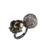 Alexis Bittar Pave Ball & Baroque Pearl Cocktail Ring
