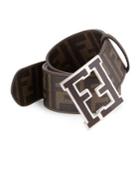 Fendi Zucca Logo Leather Belt