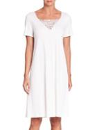 Hanro Vittoria Lace & Cotton Short-sleeve Gown