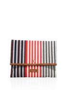 Sonia Rykiel Striped Canvas Foldover Clutch