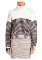 Fendi Waffle Knit Logo Sleeve Turtleneck Sweater