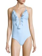 Shoshanna Lattice Ruffle One-piece Swimsuit
