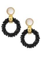 Lizzie Fortunato Brancusi 18k Goldplated, Glass & Mother-of-pearl Beaded Hoops