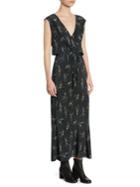 Vince Spring Floral Crossover Slip Silk Maxi Dress