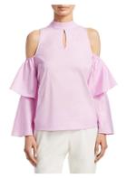 Scripted Keyhole Bell Sleeve Top