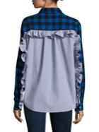 Clu Checkered Contrast Back Cotton Button-down Shirt