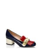 Gucci Marmont Gg Studded Tri-tone Patent Leather Loafer Pumps