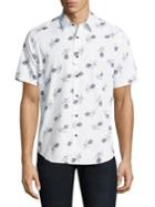 Theory Feather Print Cotton Button-down Shirt