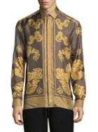 Versace Collection Printed Silk Button-down Shirt