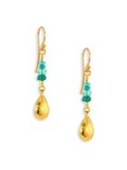 Gurhan Delicate Rain Emerald & 24k Yellow Gold Drop Earrings