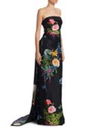 Monique Lhuillier Silk Floral Column Gown