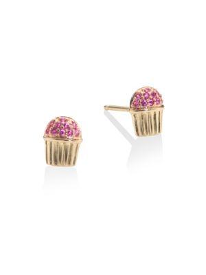 Sydney Evan Cupcake Pink Sapphire Stud Earring