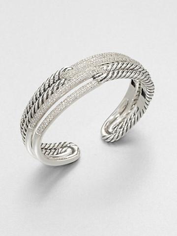 David Yurman Diamond & Sterling Silver Double Loop Cuff Bracelet
