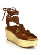 See By Chloe Liana Suede Lace-up Platform Wedge Sandals