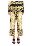 Versace Hibiscus Print Silk Pants
