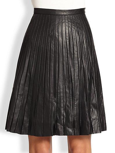 Theory Alcine Pleated Leather Skirt