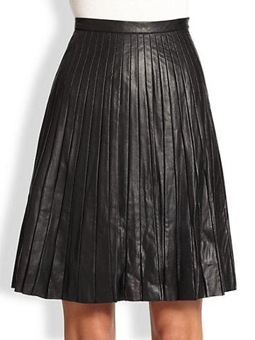 Theory Alcine Pleated Leather Skirt