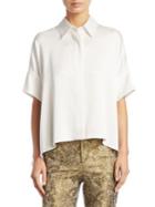 Alice + Olivia Edyth Dolman Sleeve Drapey Button-down Shirt