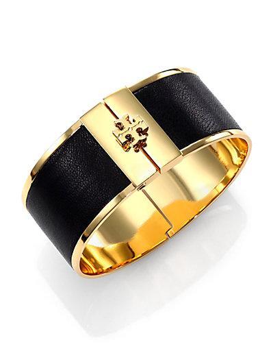 Tory Burch Skinny Leather Inlay Cuff Bracelet