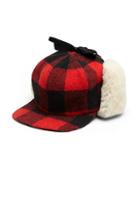 Crown Cap Buffalo Check Shearling Hat