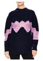 Sandro Mystere Oversized Lace Trim Sweater
