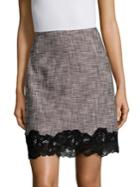 Rebecca Taylor Slub Lace-trimmed Mini-skirt