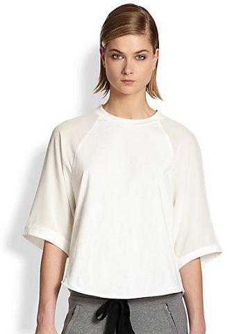 3.1 Phillip Lim Silk-sleeved Cotton Baseball Tee