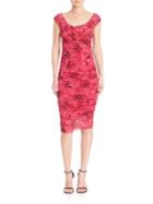 Fuzzi Rose-print Ruched Dress