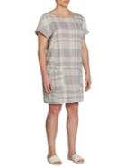 Eileen Fisher, Plus Size Plaid Organic Linen And Organic Cotton Dress