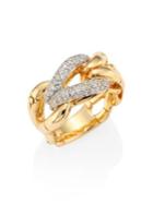 John Hardy Bamboo Diamond & 18k Yellow Gold Woven Ring