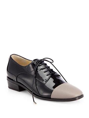 Jimmy Choo Werner Patent Leather Cap-toe Lace-up Oxfords