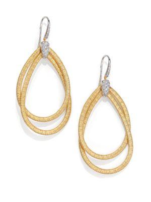Marco Bicego Cairo Diamond & 18k Yellow Gold Large Double Teardrop Earrings