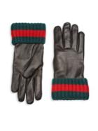 Gucci Cashmere & Leather Blend Gloves