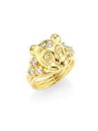Temple St. Clair Large Lion Cub Diamond & 18k Yellow Gold Ring