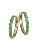Zoe Chicco 14k Yellow Gold & Emerald Hinged Huggie Earrings