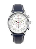 Jack Mason Nautical Stainless Steel & Italian Leather White Dial Chronograph Strap Watch