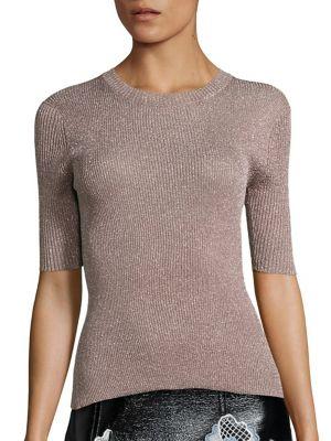 3.1 Phillip Lim Metallic Rib-knit Crewneck Sweater