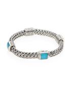 John Hardy Classic Chain Medium Turquoise & Sterling Silver Four Station Bracelet