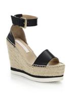 See By Chloe Glyn Leather Espadrille Wedge Platform Sandals
