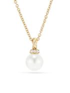 David Yurman Solari 6mm Pearl & Diamond Gold Pendant Necklace