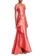 David Meister Off-the-shoulder Ruffle Gown
