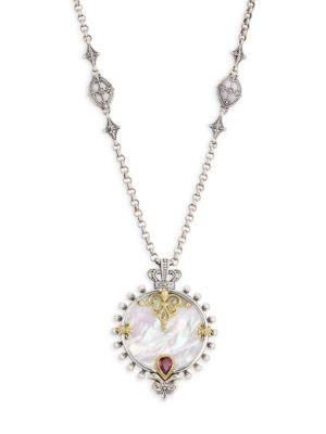 Konstantino 18k Yellow Gold Rhodolite & Mother Of Pearl Pendant Necklace