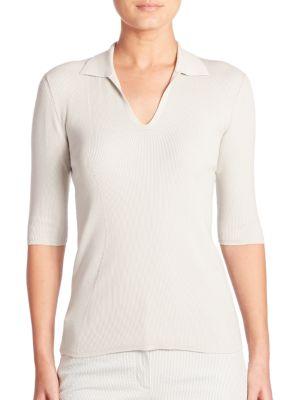 Akris Ribbed Stretch Cotton Knit Pullover