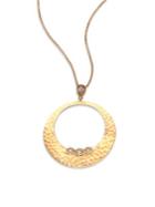 Roberto Coin Martellato Diamond & 18k Yellow Gold Open Disc Pendant Necklace