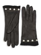 Gucci Pearl Stud Leather Gloves
